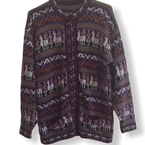 L-XL Long sleeve wool knit zip up